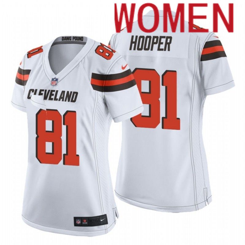 Women Cleveland Browns 81 Austin Hooper Nike White Game NFL Jersey